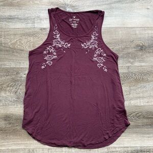 AMERICAN EAGLE Tank Purple with Embroidered Flowers 'Soft & Sexy'